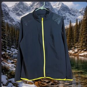 Salomon Women’s Softshell Running Jacket XL Black Neon Yellow Full Zip Athletic